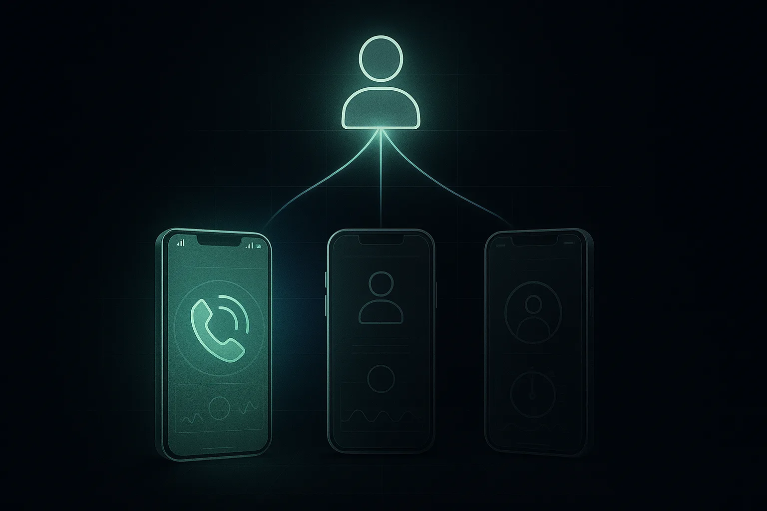 One lead connected to three competing business phones, the first one ringing